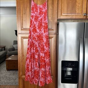 Pink and orange Floral strapless Maxi Dress by Abel the Label women’s L